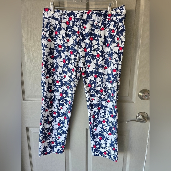 Tommy Hilfiger Women's Blue Cropped Floral Pants Size 6 Colorful Summer - Picture 5 of 11